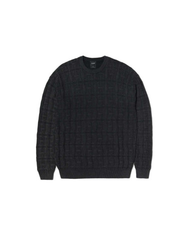 HUF Interlaced Jacquard Overdyed Crew Black