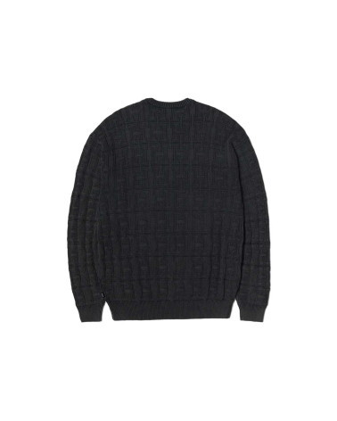 HUF Interlaced Jacquard Overdyed Crew Black