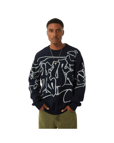 HUF Outlines Crewneck Sweater Navy