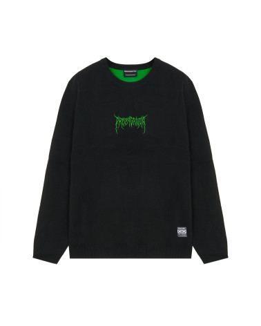 Propaganda Ribs Crown Jacquard Sweater Black