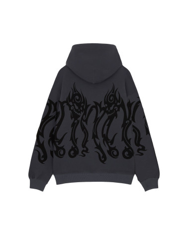 Octopus Tribal Skull Hoodie Asphalt