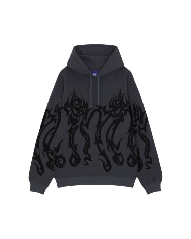 Octopus Tribal Skull Hoodie Asphalt