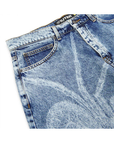 Iuter Spider Loose Denim Shorts Blue Bleach